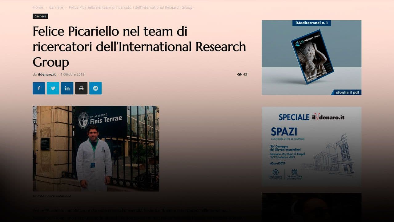 Il Denaro: Felice Picariello nel team di ricercatori dell’International Research Group