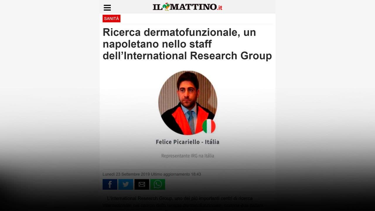 Il Mattino: Ricerca dermatofunzionale, un napoletano nello staff dell’International Research Group